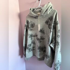 Gray Floral Hoodie by Preloved